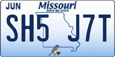 MO license plate SH5J7T