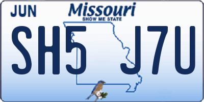 MO license plate SH5J7U