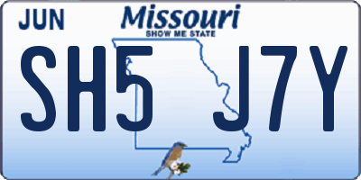 MO license plate SH5J7Y