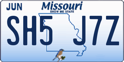 MO license plate SH5J7Z