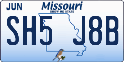 MO license plate SH5J8B