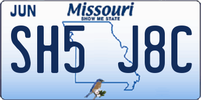 MO license plate SH5J8C
