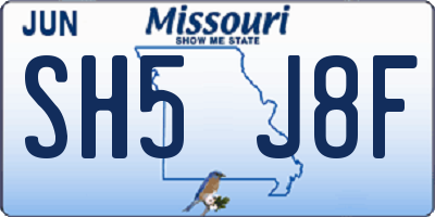 MO license plate SH5J8F