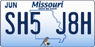 MO license plate SH5J8H