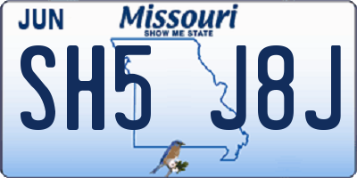 MO license plate SH5J8J