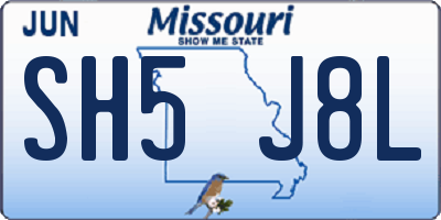 MO license plate SH5J8L