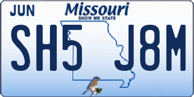 MO license plate SH5J8M