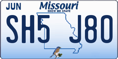 MO license plate SH5J8O