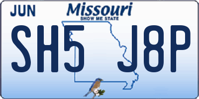 MO license plate SH5J8P