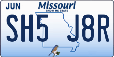 MO license plate SH5J8R