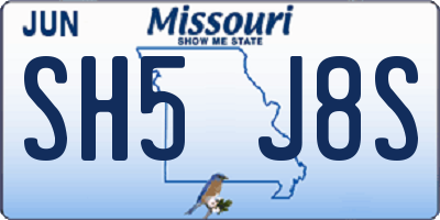 MO license plate SH5J8S