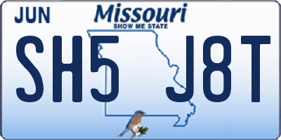 MO license plate SH5J8T