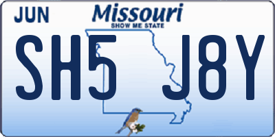 MO license plate SH5J8Y