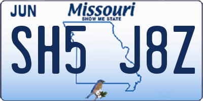 MO license plate SH5J8Z
