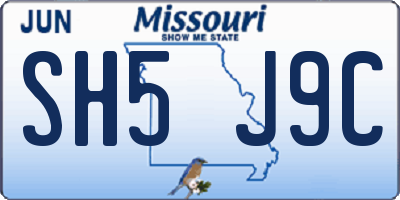 MO license plate SH5J9C