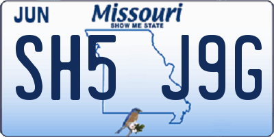 MO license plate SH5J9G
