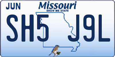 MO license plate SH5J9L