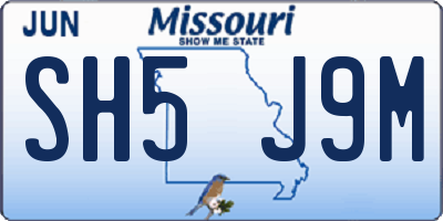 MO license plate SH5J9M