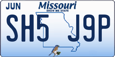 MO license plate SH5J9P