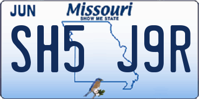 MO license plate SH5J9R