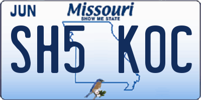 MO license plate SH5K0C