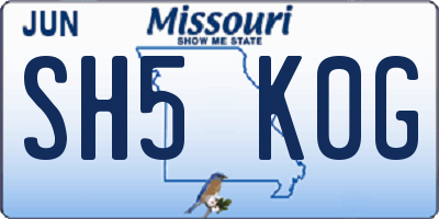 MO license plate SH5K0G