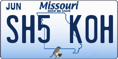 MO license plate SH5K0H