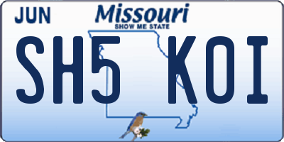 MO license plate SH5K0I