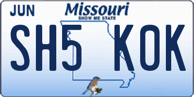 MO license plate SH5K0K