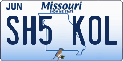 MO license plate SH5K0L