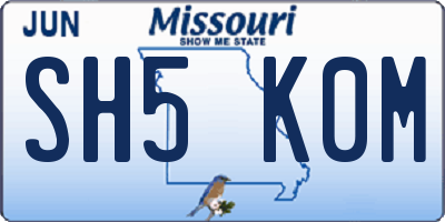 MO license plate SH5K0M