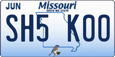 MO license plate SH5K0O