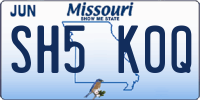 MO license plate SH5K0Q