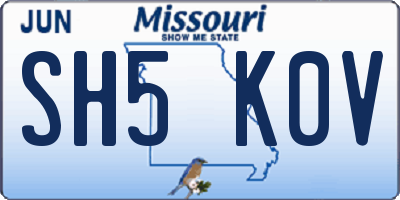 MO license plate SH5K0V