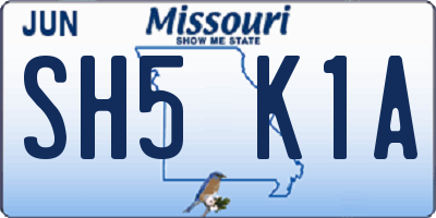 MO license plate SH5K1A