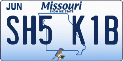 MO license plate SH5K1B