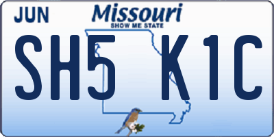 MO license plate SH5K1C