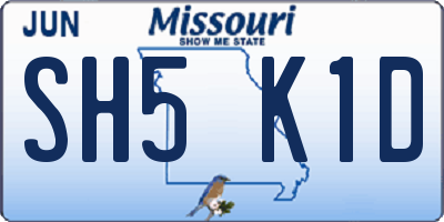 MO license plate SH5K1D