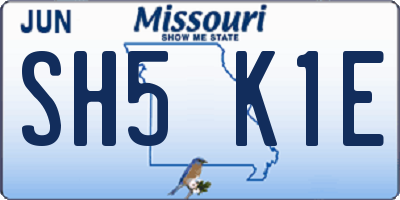 MO license plate SH5K1E