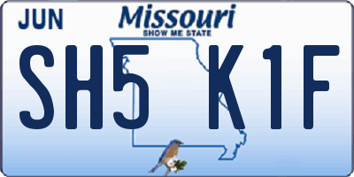 MO license plate SH5K1F