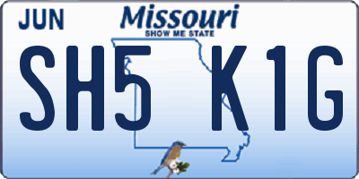 MO license plate SH5K1G