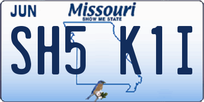 MO license plate SH5K1I