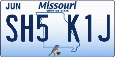 MO license plate SH5K1J
