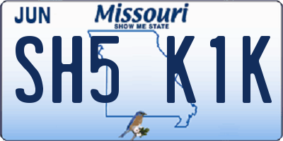 MO license plate SH5K1K