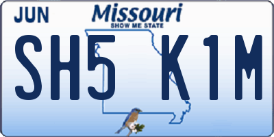 MO license plate SH5K1M