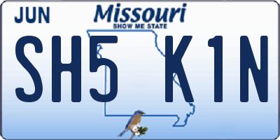 MO license plate SH5K1N