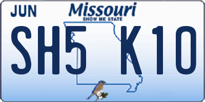 MO license plate SH5K1O