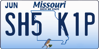 MO license plate SH5K1P