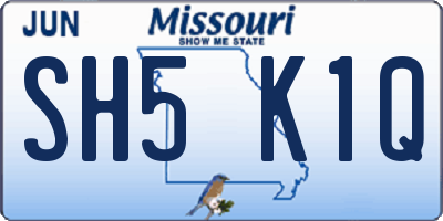 MO license plate SH5K1Q