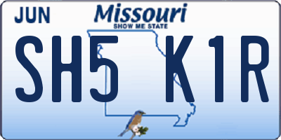 MO license plate SH5K1R